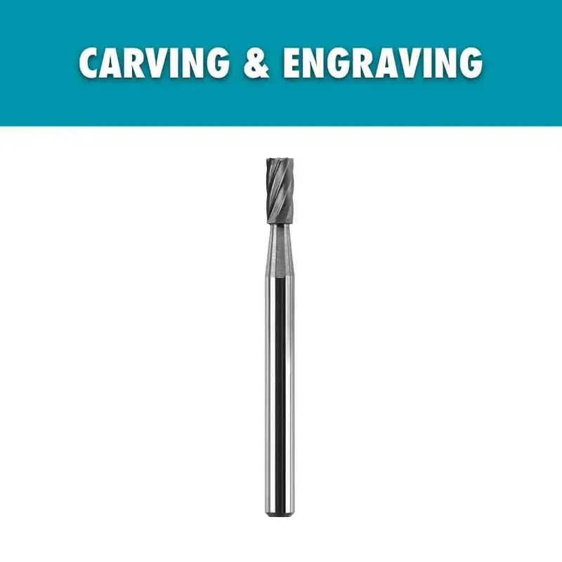 1/8" Carbide Cylinder Engraving Burr Rotary Tool Bit – For Metal, Plastic, Wood 1