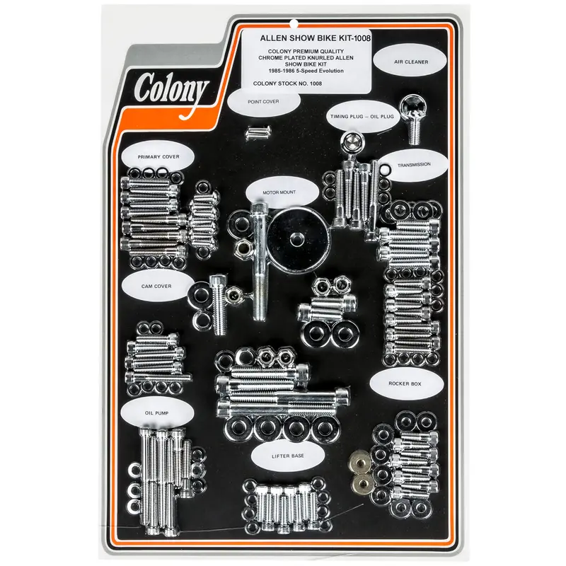 #1008 Chrome Allen Show Kit For 1985–1986 Harley-Davidson Evo 5-Speed Bikes 1