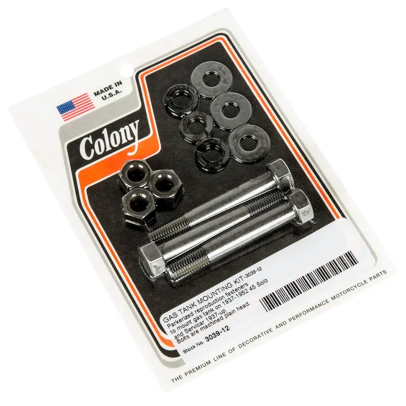 #3039-12 Gas Tank Mounting Kit – Parkerized, For 1937–1952 Harley-Davidson 45 Solo & Servi-Car 1