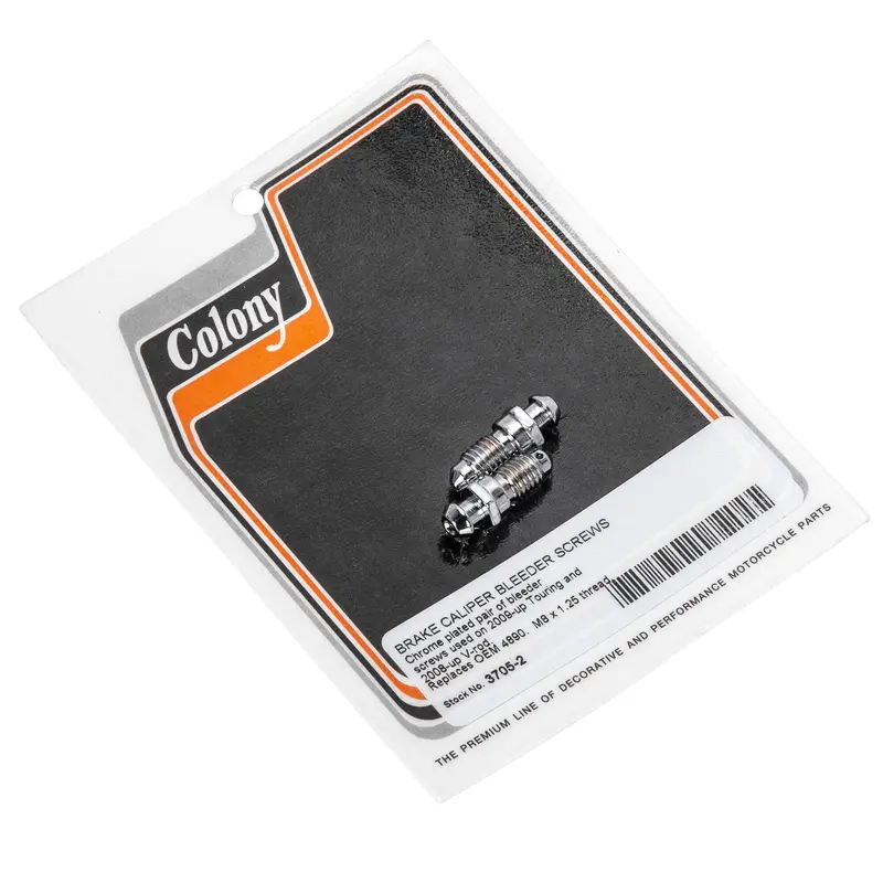 #3705-2 Chrome Brake Caliper Bleeder Screws For 2009+ Touring And 2008+ V-Rod Harley-Davidsons 1