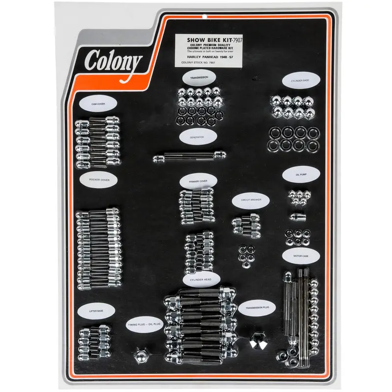 #7907 Acorn-Style Show Bike Hardware Kit – Chrome, For 1948–1957 Harley-Davidson Panheads 1