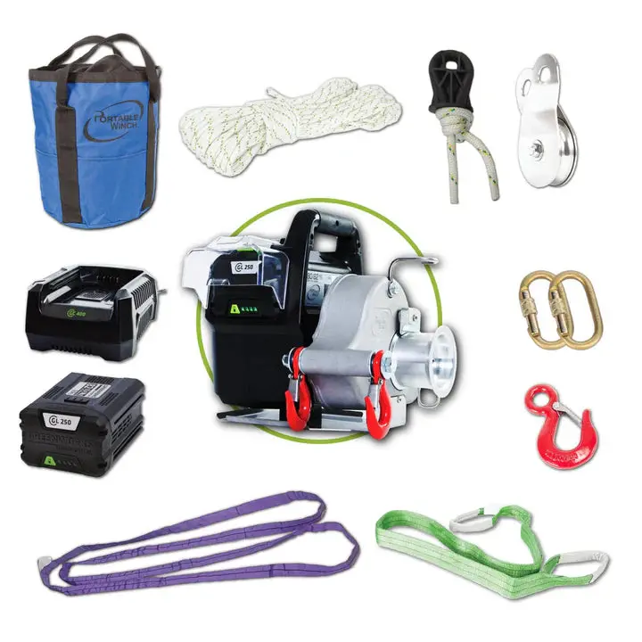 80V/82V Cordless Battery-Powered Portable Winch Kit With Accessories 1
