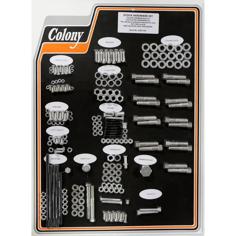 #8304 Cad-Plated Hardware Kit – 1937–1939 Harley-Davidson 74 & 80 With Cast Iron Head 1