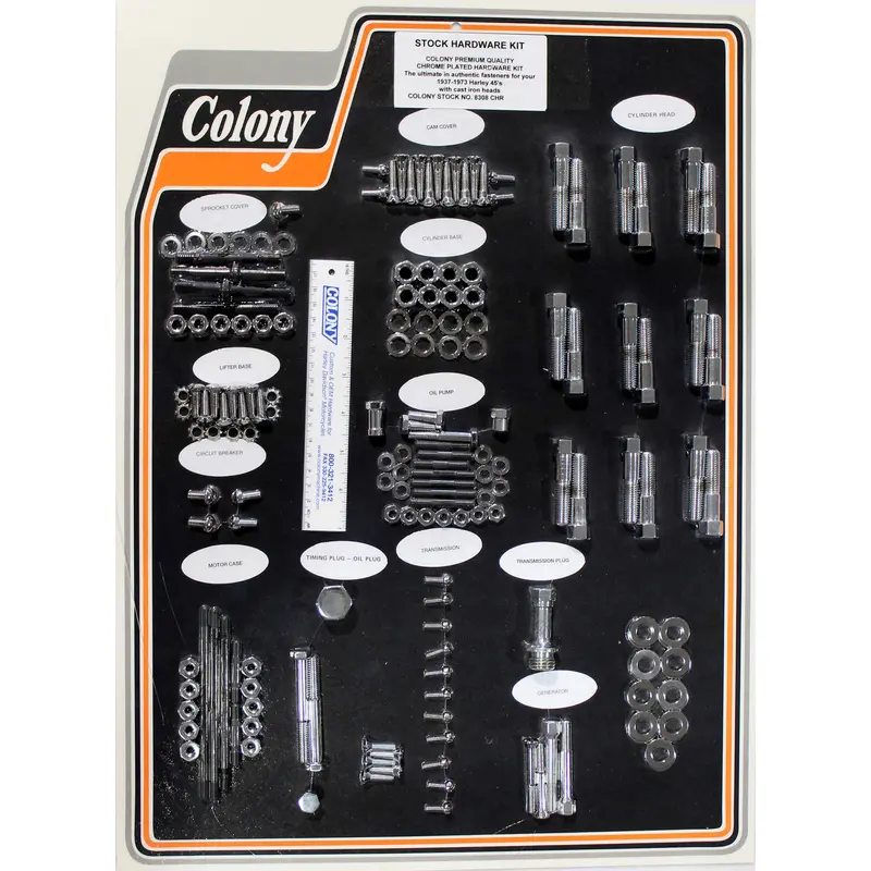 #8308 Chrome-Plated Hardware Kit – 1937–1973 Harley-Davidson 45 With Cast Iron Head 1