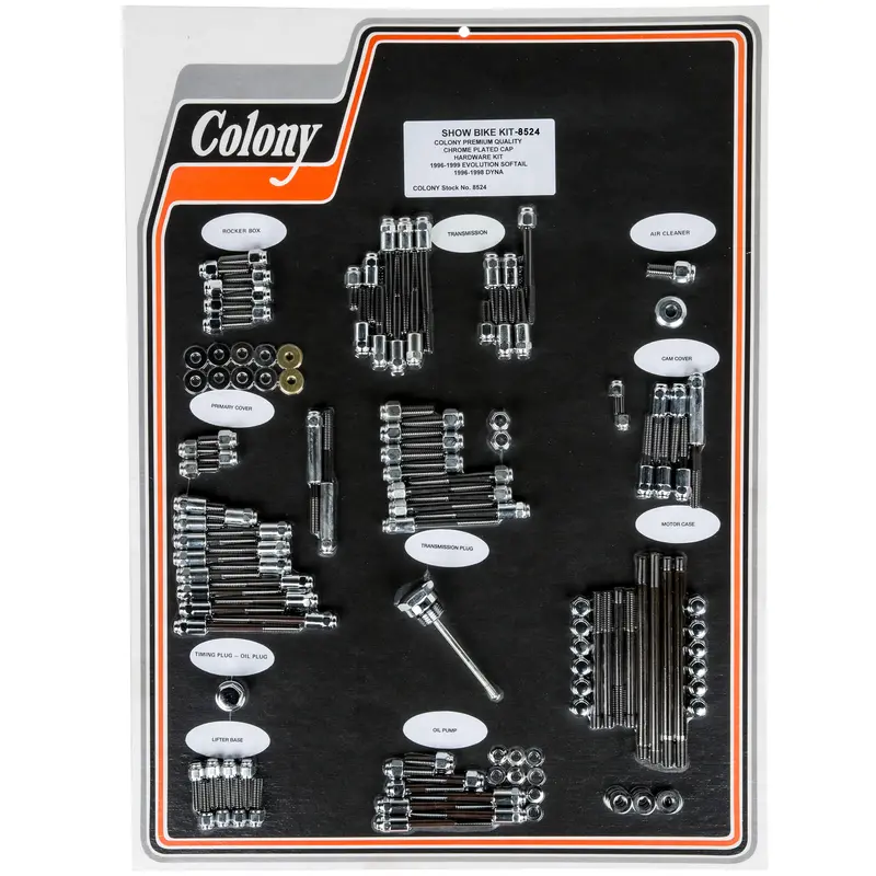#8524 Chrome Cap-Style Show Bike Hardware Kit For 1996–1999 Softail & 1996–1998 Dyna Glide 1