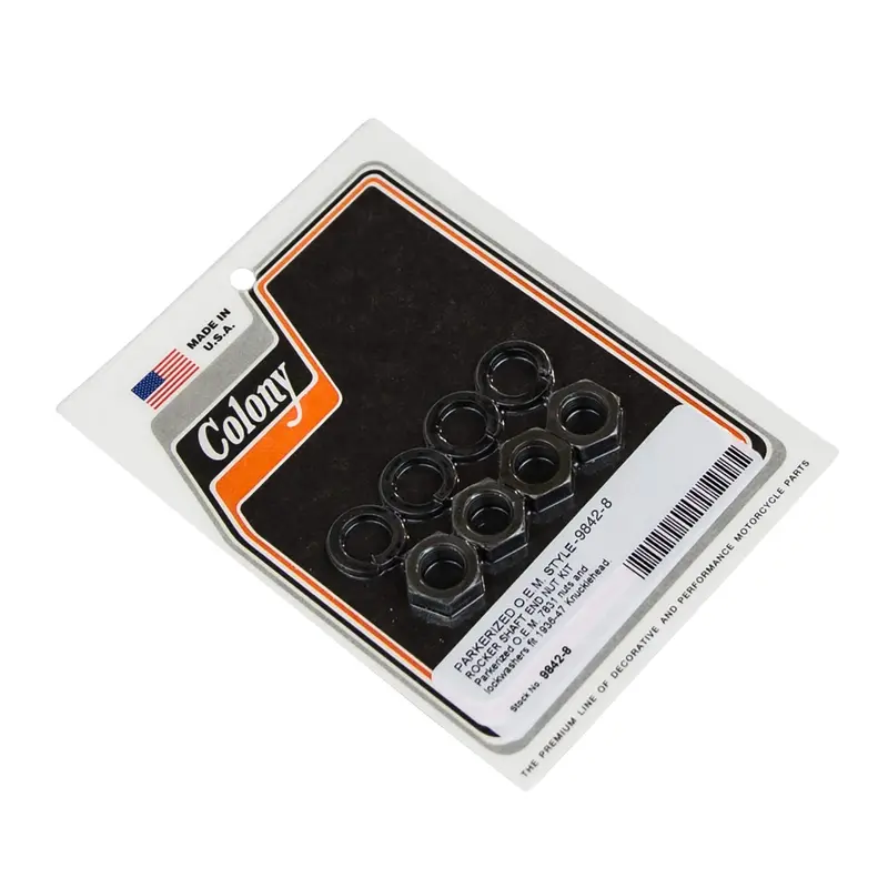 #9842-8 Parkerized Rocker Shaft End Nut Kit For 1936–1947 Harley-Davidson Knucklehead 1