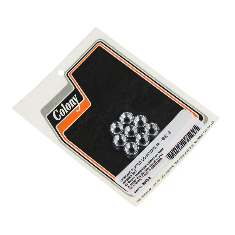 #9843-8 Chrome Countersink Washer Set For #10 Flat-Head Socket Screws – Harley-Davidson Fit 1
