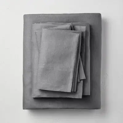 Casaluna 100% Washed Linen Sheet Set – Dark Hue, Open Box (4-Piece) 1
