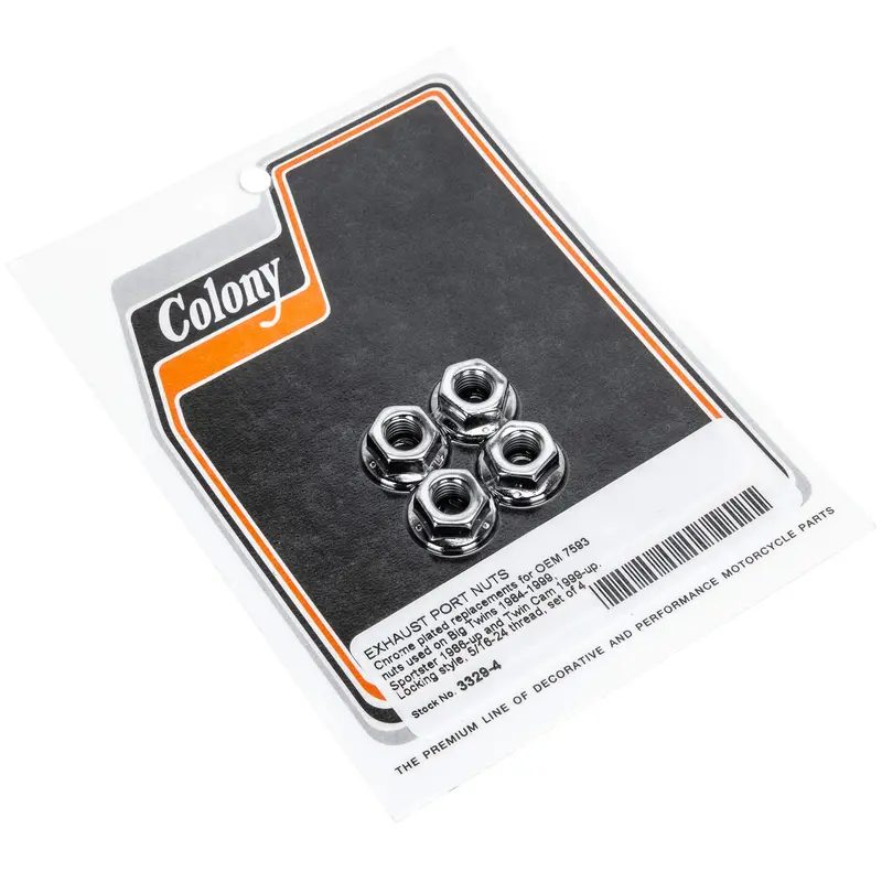 Chrome Exhaust Port Nuts For 1984–1999 Harley-Davidson Big Twin, 1986+ Xl, And 1999+ Twin Cam Engines #3329-4 1