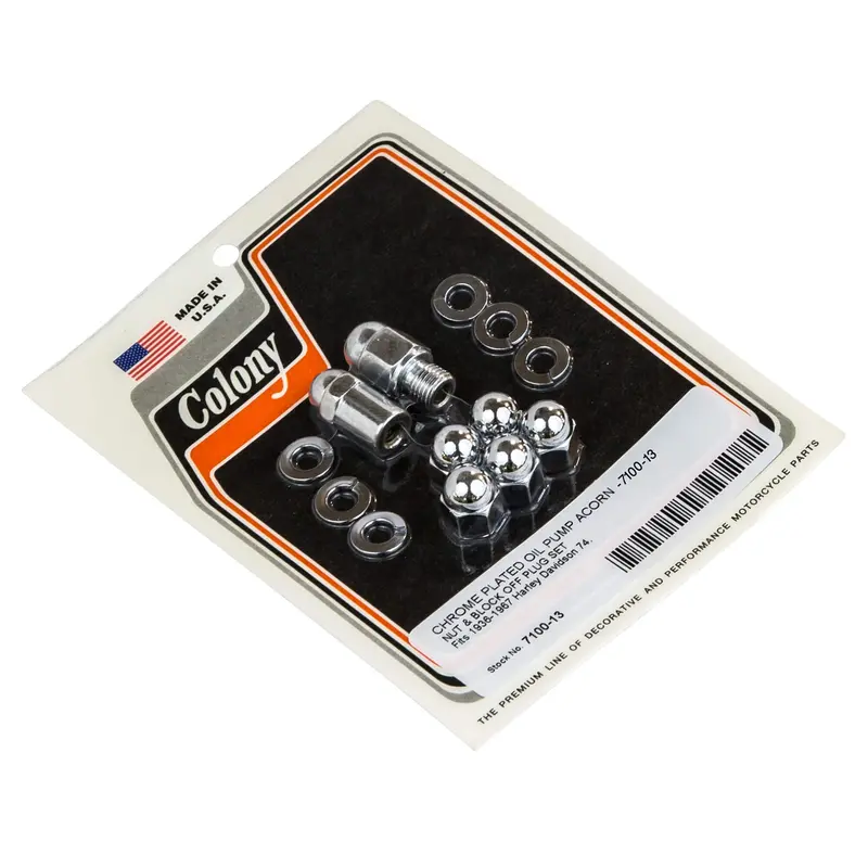 Chrome Oil Pump Acorn Nut & Block-Off Plug Kit #7100-13 – For 1936–1967 Harley-Davidson 74S 1
