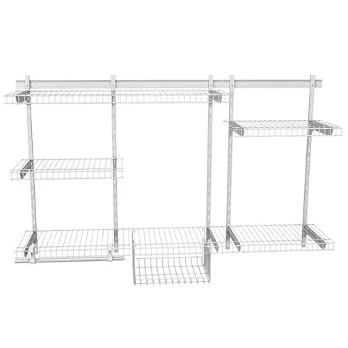 Inka Adjustable White Wire Closet Shelf Kit – 3–5 Ft Expandable Organizer 1