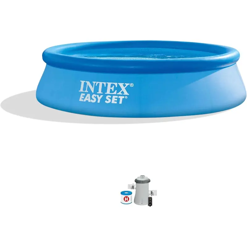 Intex Easy Set 10-Foot Round Inflatable Pool Set – Includes 530 Gph Filter Pump (Blue) 1