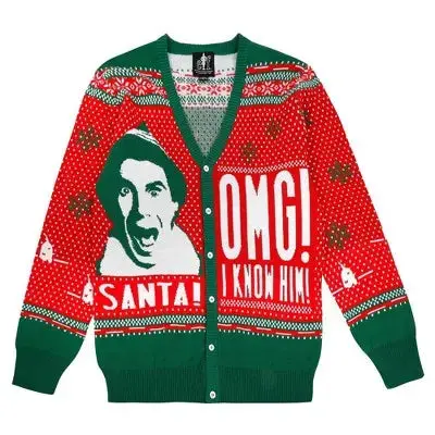 Men'S Elf-Themed Christmas Cardigan – "Santa! Omg! I Know Him!" 1