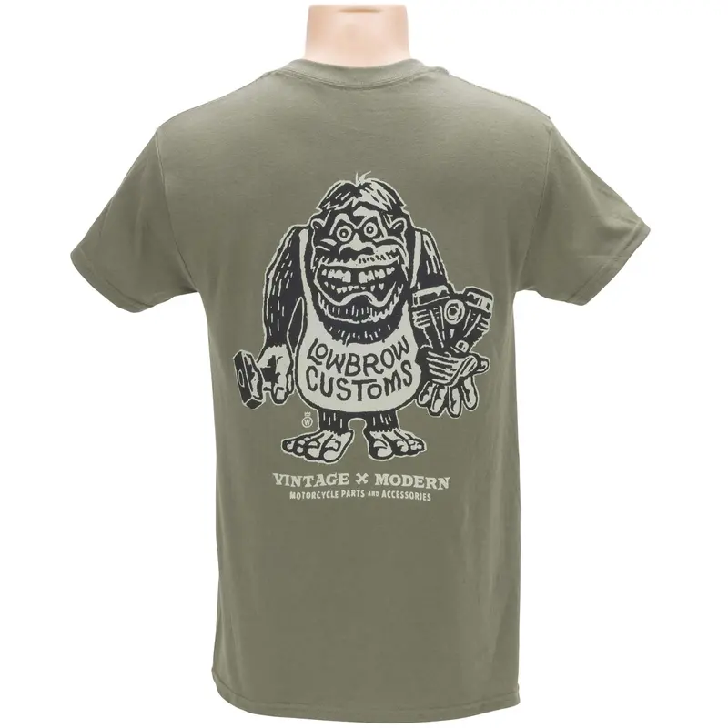 Olive Caveman-Themed Cotton T-Shirt 1