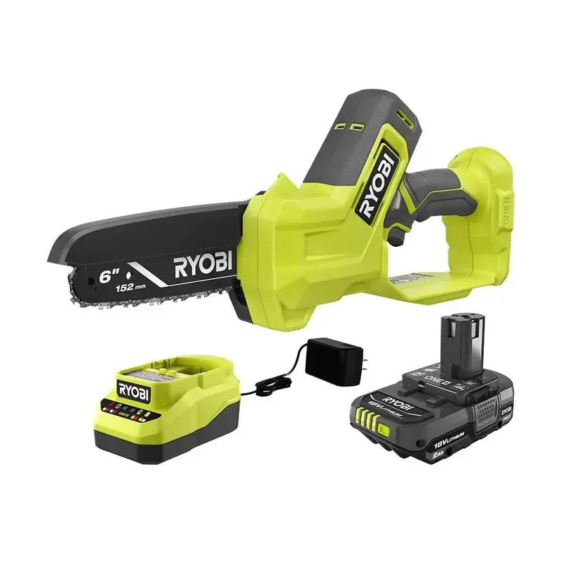 Open-Box Ryobi One+ 18V 6" Compact Pruning Mini Chainsaw – Includes 2.0 Ah Battery & Charger 1