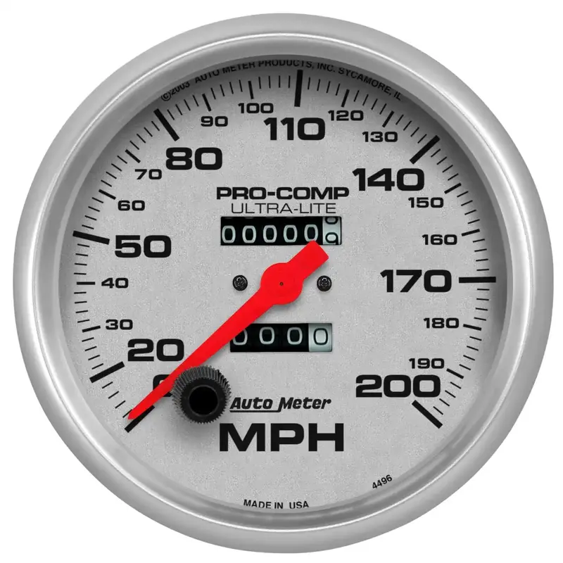 Autometer 4496 Ultra-Lite Mechanical Speedometer – 5" Dial, 200 Mph Range 1
